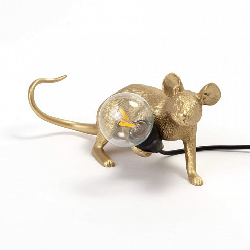 Настольная лампа Seletti Mouse Lamp Lyie Down Gold USB Mouse Lamp 15232