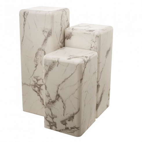 Приставной столик Pols Potten Pillar marble white S Marble look 530-300-016