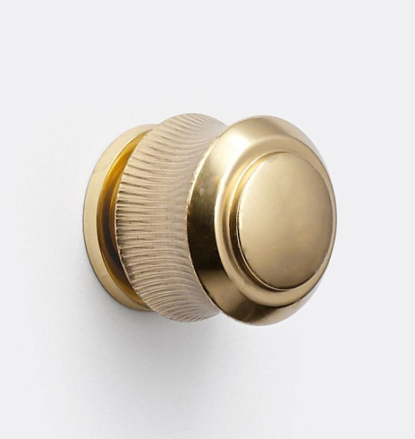 Ручка-кнопка Rejuvenation Rigdon with Round Backplate Unlacquered Brass Rigdon 6543497