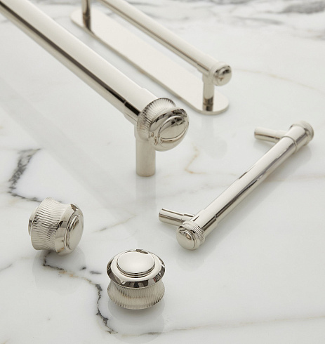 Ручка-скоба Rejuvenation Rigdon with Rounded Rectangle Backplate L.10.2cm Polished Nickel Rigdon 3513027