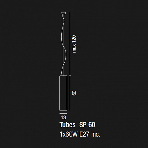 Подвесной светильник Vistosi SP TUBES 60 FU NO TUBES