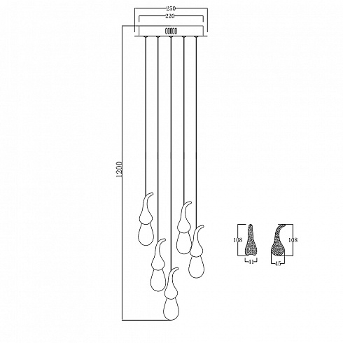 Подвесной светильник Delight Collection OMG07287-5 gold Seed