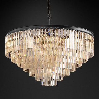 1920s Odeon Clear Glass Fringe 7-Tier Grey Iron