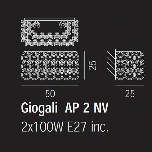 Настенный светильник Vistosi AP GIOGALI 2 CR/TR CR GIOGALI