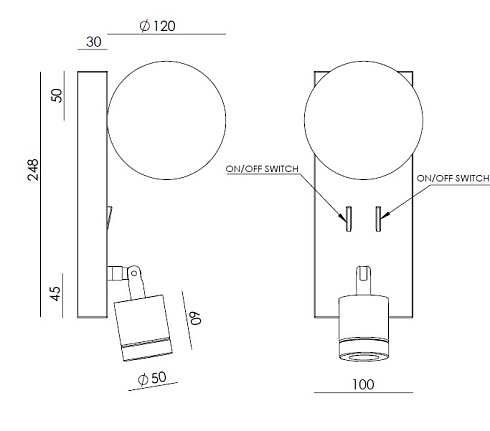 Настенный светильник Aromas del Campo Tea Grey/Brown Tea A1337/2+metallic grey/brown