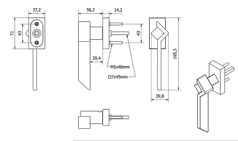 Оконная ручка Dauby MG2053/Q Silver (BS)  Gaudium (Fama) 10272