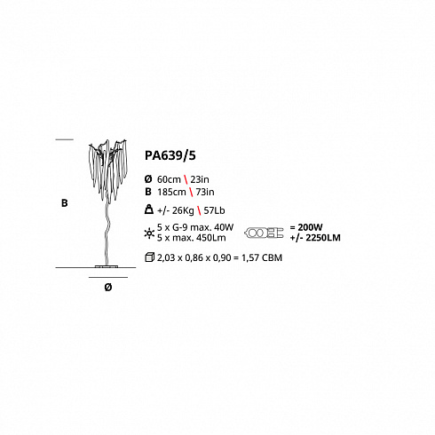 Торшер Serip PA639/5 Waterfall