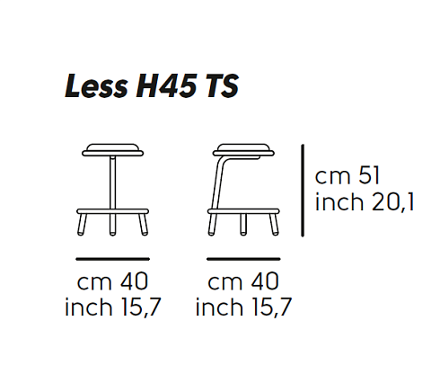 Табурет Midj Less H45 M TS Graphite / Dust Grey  Less S2340ST+EG+TQGV 