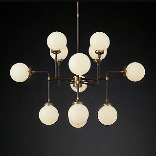 Bistro Globe Milk Glass 12 Brass