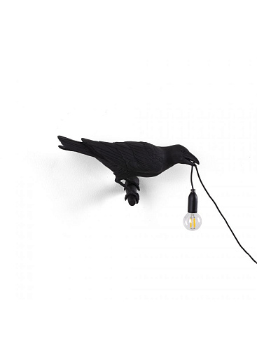 Настенный светильник Seletti Bird Looking Right Black Outdoor Bird Lamp 14728