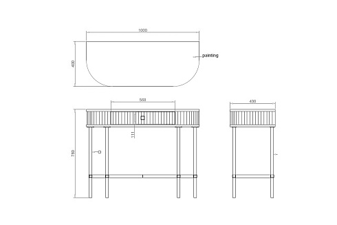 Консоль с 1 ящиком белая/металл золото см Garda Decor KFG166 