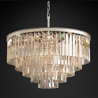 1920s Odeon Clear Glass Fringe 5-Tier Polished Nickel