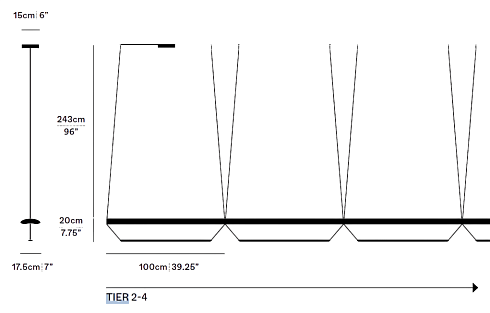 Система A-N-D Tier 150 3H + 2V Anodized Silver/Sapphire Tier TIE-150-3H-2V-P-AS-SA