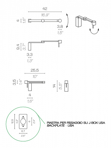 Настенный светильник Contardi MANHATTAN AP bronze switch MANHATTAN ACAM.001385