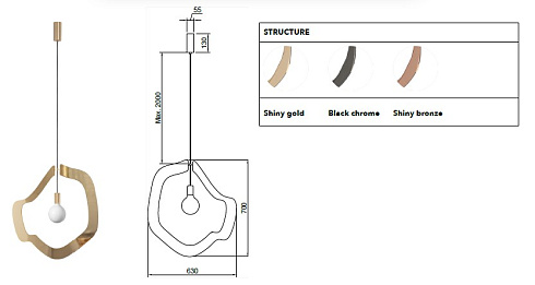 Подвесной светильник Hind Rabii Esprit Ya-Ya 70 Black chrome Esprit Ya-Ya 10207