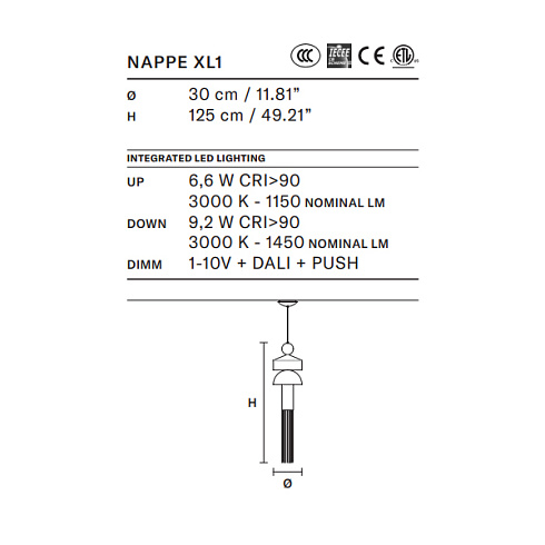 Подвесной светильник Masiero NAPPE XL1 Nappe NAPPE XL1 V72- V51- V21- V95