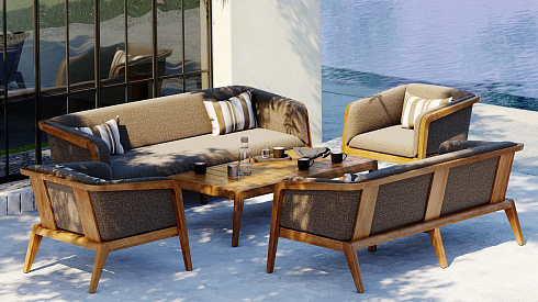 Диван Delight Collection Outdoor Grace Grace Grace Sofa 3-Seat