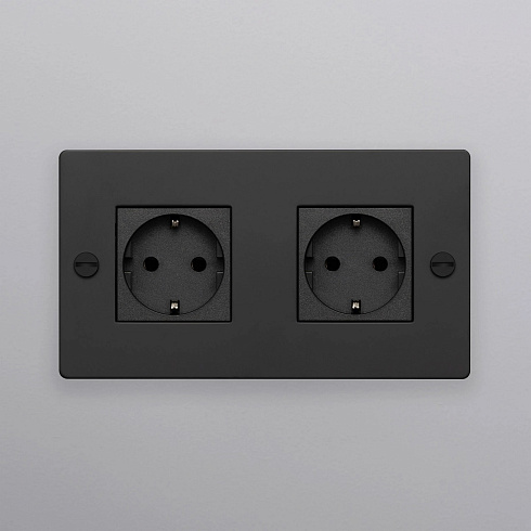 Розетка Buster and Punch 2G Schuko Type F black Sockets CSC-021985