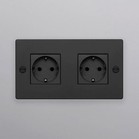 Розетка Buster and Punch 2G Schuko Type F black Sockets CSK-023440