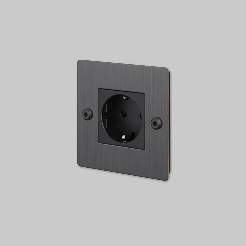 Розетка Buster and Punch 1G / Schuko Type F / Linear / Without B+P Logo / Black Sockets CSC-024191