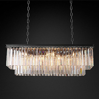 1920s Odeon Clear Glass Fringe Rectangular 40" Grey Iron