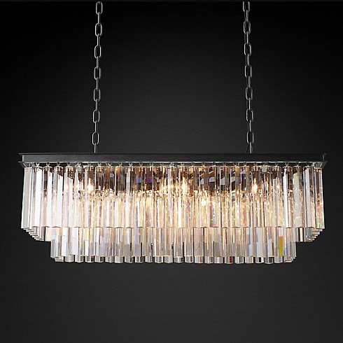 Люстра Restoration Hardware 1920s Odeon Clear Glass Fringe Rectangular 40" Grey Iron 1920s Odeon 68290394 IRON