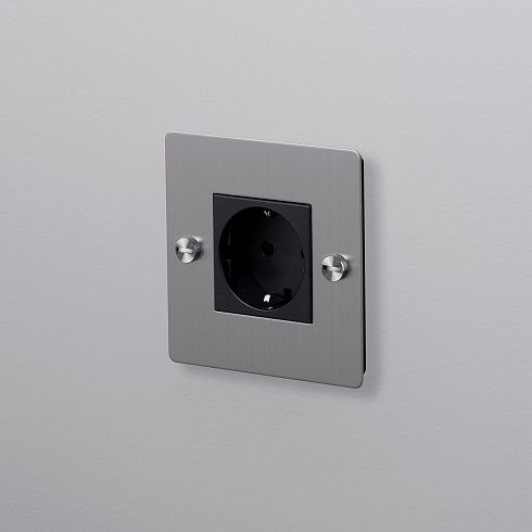 Розетка Buster and Punch 1G Schuko Type F steel Sockets CSC-073789