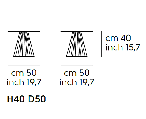Журнальный столик Midj Plisse H40 D50 Bulgaro Red / veneered Stained Desert Plisse T2220CT40L+FP+I61