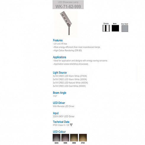 Подсветка Delight Collection 71-62-999 warm white silver 7162