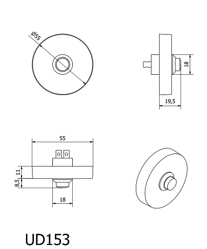 Дверной звонок Dauby UD153 Light Bronze (LB) Round Gaudium (Fama) 10328