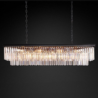 1920s Odeon Clear Glass Fringe Rectangular 59" Grey Iron