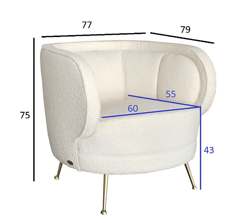Кресло ткань букле белое см Garda Decor ZW-852 WH 