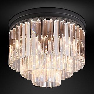 1920s Odeon Clear Glass Fringe 3-Tier Grey Iron