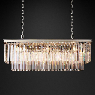 1920s Odeon Clear Glass Fringe Rectangular 40" Polished Nickel