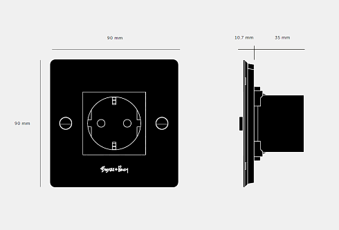 Розетка Buster and Punch 1G / Schuko Type F / Linear / With B+P Logo / Smoked Bronze Sockets CSC-454188