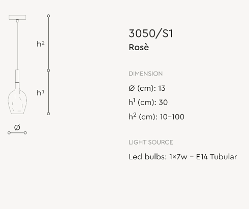 Подвесной светильник Italamp Rosè 3050/S1 Titanium / Iron Grey Rosè 03050S10 005