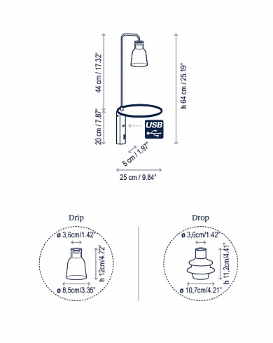 Настенный светильник Bover Drip A/03 Blue Drip-Drop 2590300786