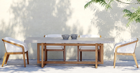 Обеденный стол Delight Collection Outdoor Stone 300 Stone Stone Table 300х100х75h
