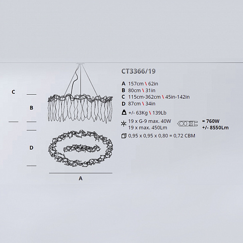 Люстра Serip CT3366/19 Niagara