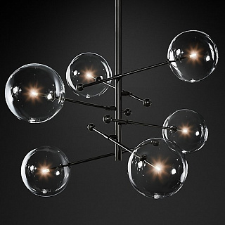 Glass Globe Mobile 55" Polished Black