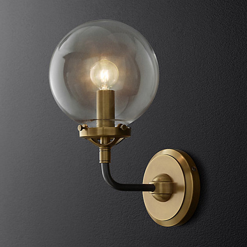 Бра Restoration Hardware Bistro Globe Clear Glass Single Sconce Brass Bistro Globe 68470041 BRZ