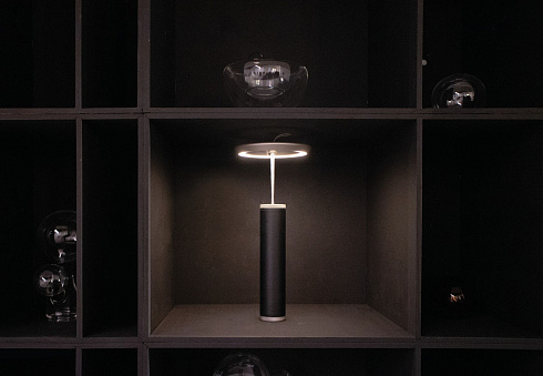 Настольная лампа Viabizzuno Manondovevamovedercipiu argento/nero manondovevamovedercipi Vb6.635.02