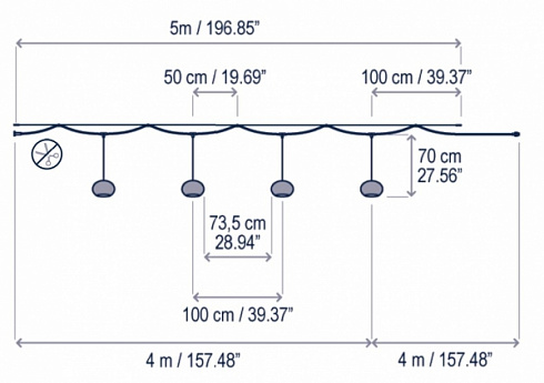 Уличный светильник Bover Garota Catenary S/27/4L Garota 3350320103/P804