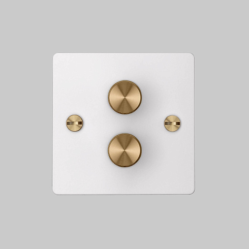 Диммер Buster and Punch 2G Cross White/brass Switches UK UK-DI-CO-2G-LED-WH-BR-A