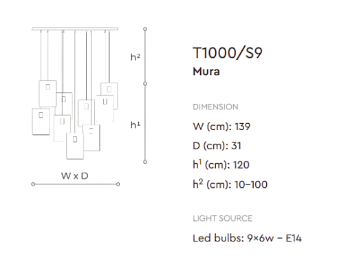 Подвесной светильник Italamp Mura T1000/S9 Amber / Sand/ White / Smoke Grey Mura 01000S90 005