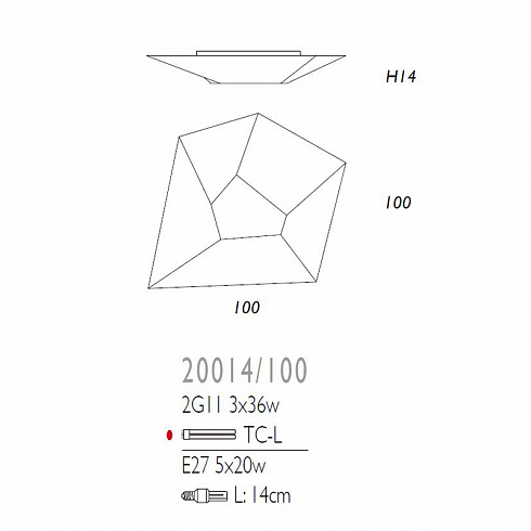 Настенный/Потолочный светильник Ole 20014/100 BC Halley