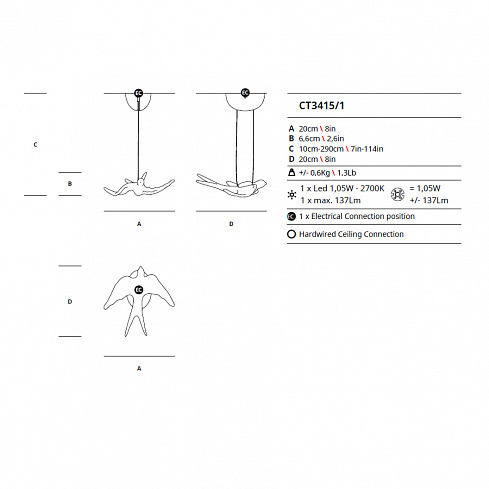 Подвесной светильник Serip Voa CT3415/1 FO/10 Voa CT3415/1 FO/10