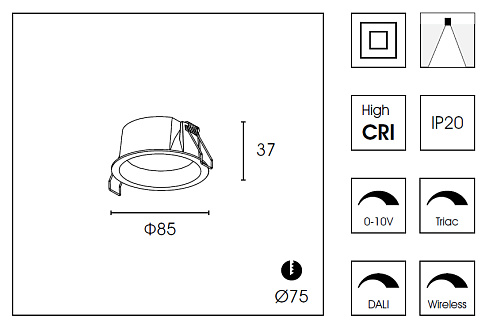 Встраиваемый светильник Delight Collection DB8503NR d.8.5 DB85 DB8503NR