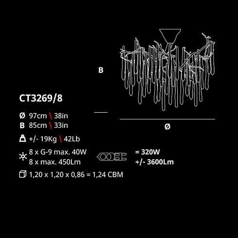 Потолочный светильник Serip CT3269/8-B/13+20+29 Glamour