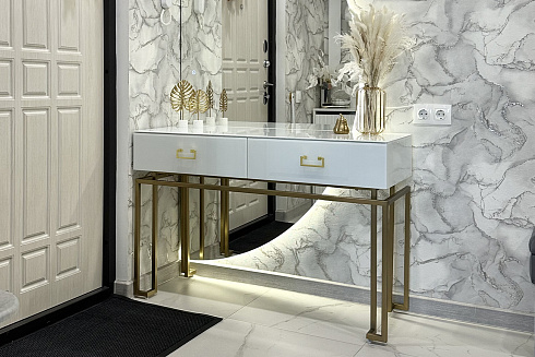 Консоль белая 2 ящика  см Garda Decor KFG070 